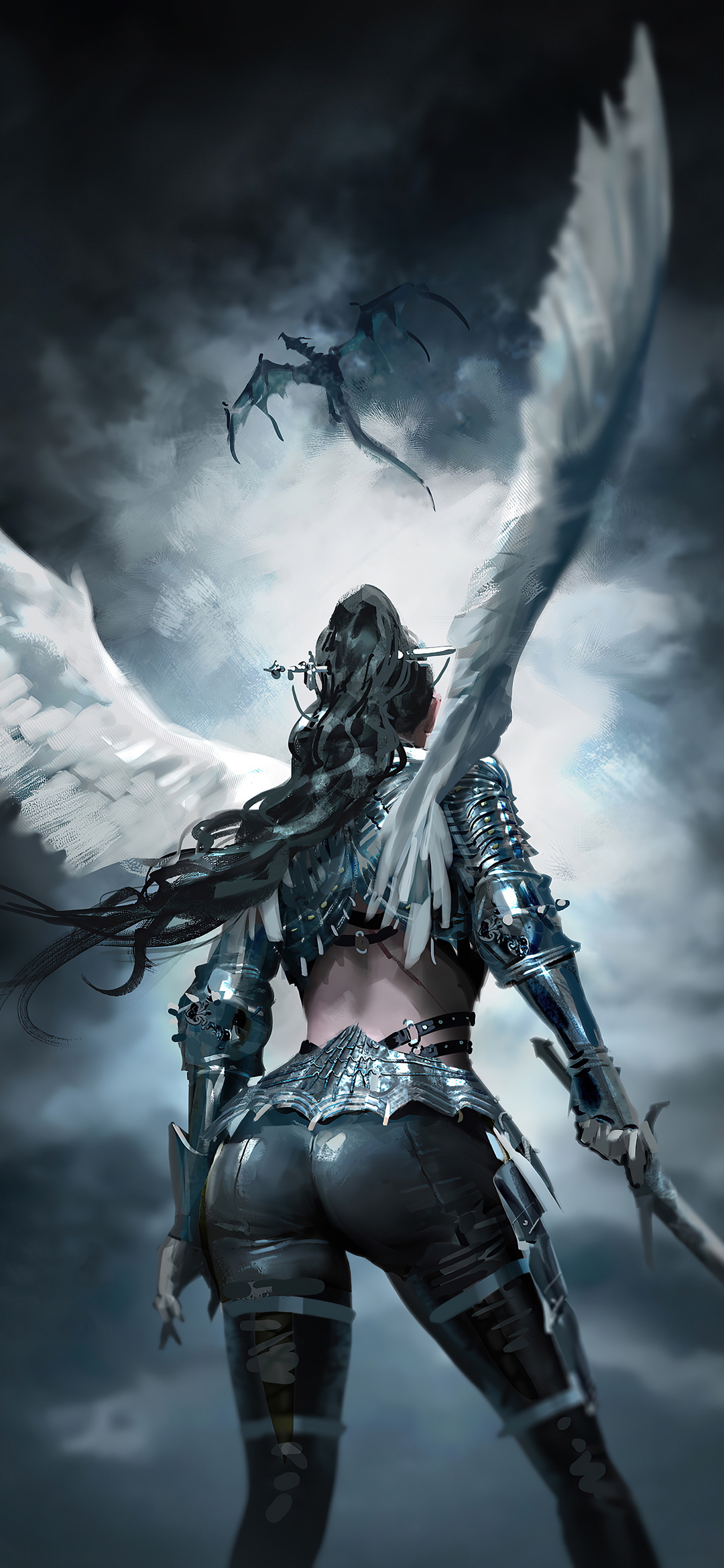 1080x2340  Обои на телефон Ангел и Демон, картинки крылья | Zamanilka