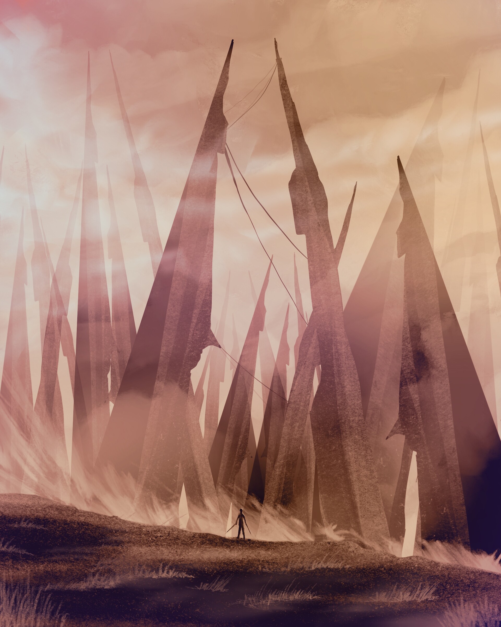 1920x2400  Обои на телефон: Апокалипсис, Руины, Силуэт, Человек, Арт, Одиночество,  82108 скачать картинку бесплатно.