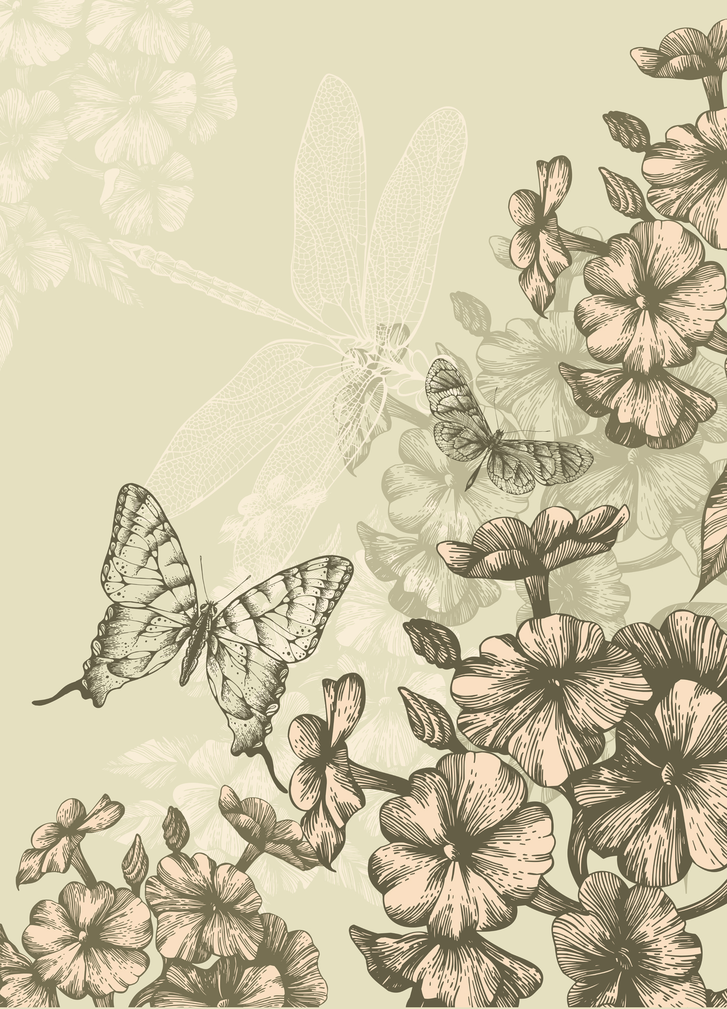 1441x2000  Цветы и бабочки 27-032 фотообои на флизелиновой основе 0 руб Фотообои 2  полосы Фотообои на флизелине - Магазин «Дом обоев» Московской Обойной  Фабрики