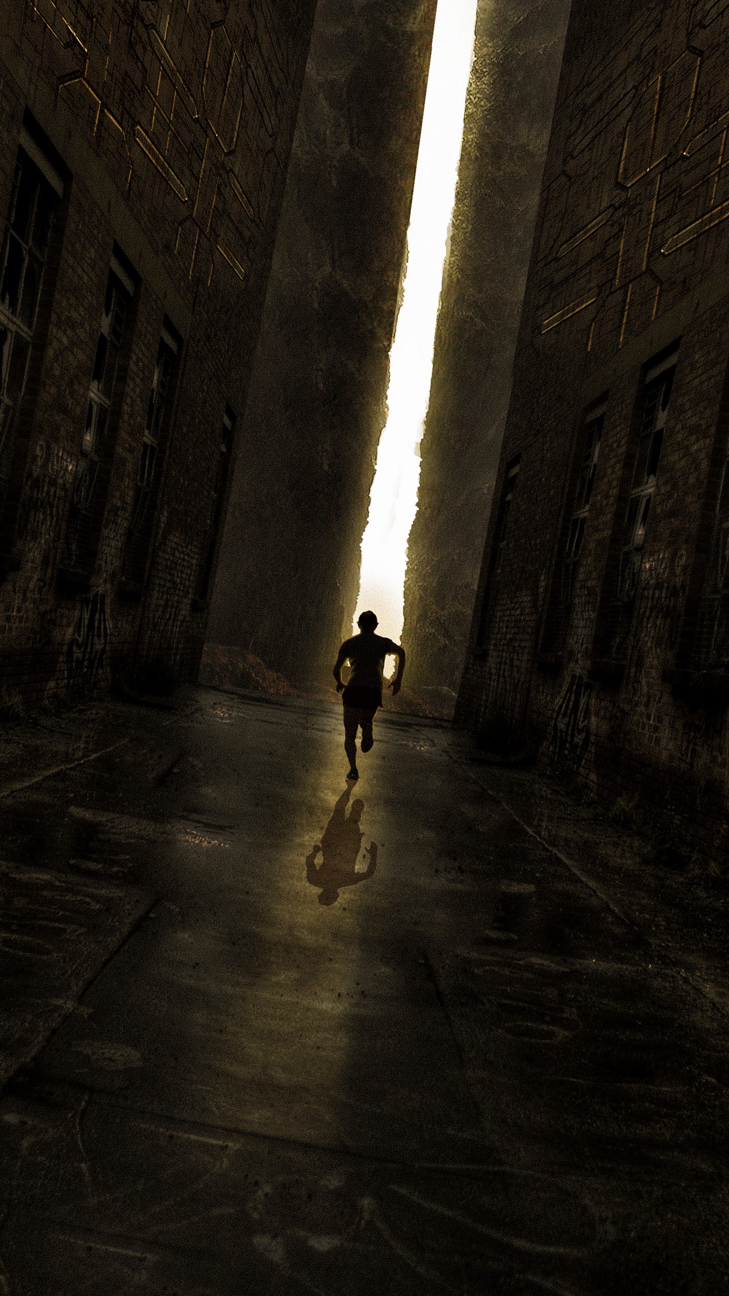 1440x2560  Обои на телефон переулок, силуэт, бег, темный - скачать бесплатно в высоком  качестве из категории \"Темные\"