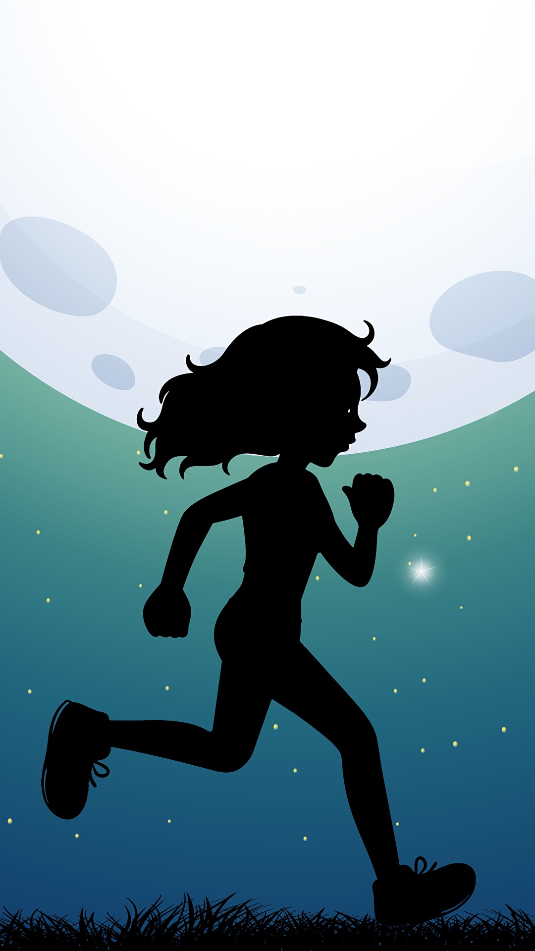1080x1920  Картинки девочка бежит Силуэт ребёнок луны Ночь 1080x1920