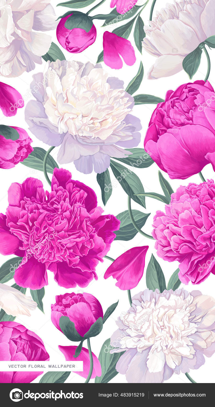 900x1700  Векторный Цветочный Фон Специально Экранов Мобильных Телефонов Шаблон  Рекламы Социальных Векторное изображение ©MPetrovskaya 483915219