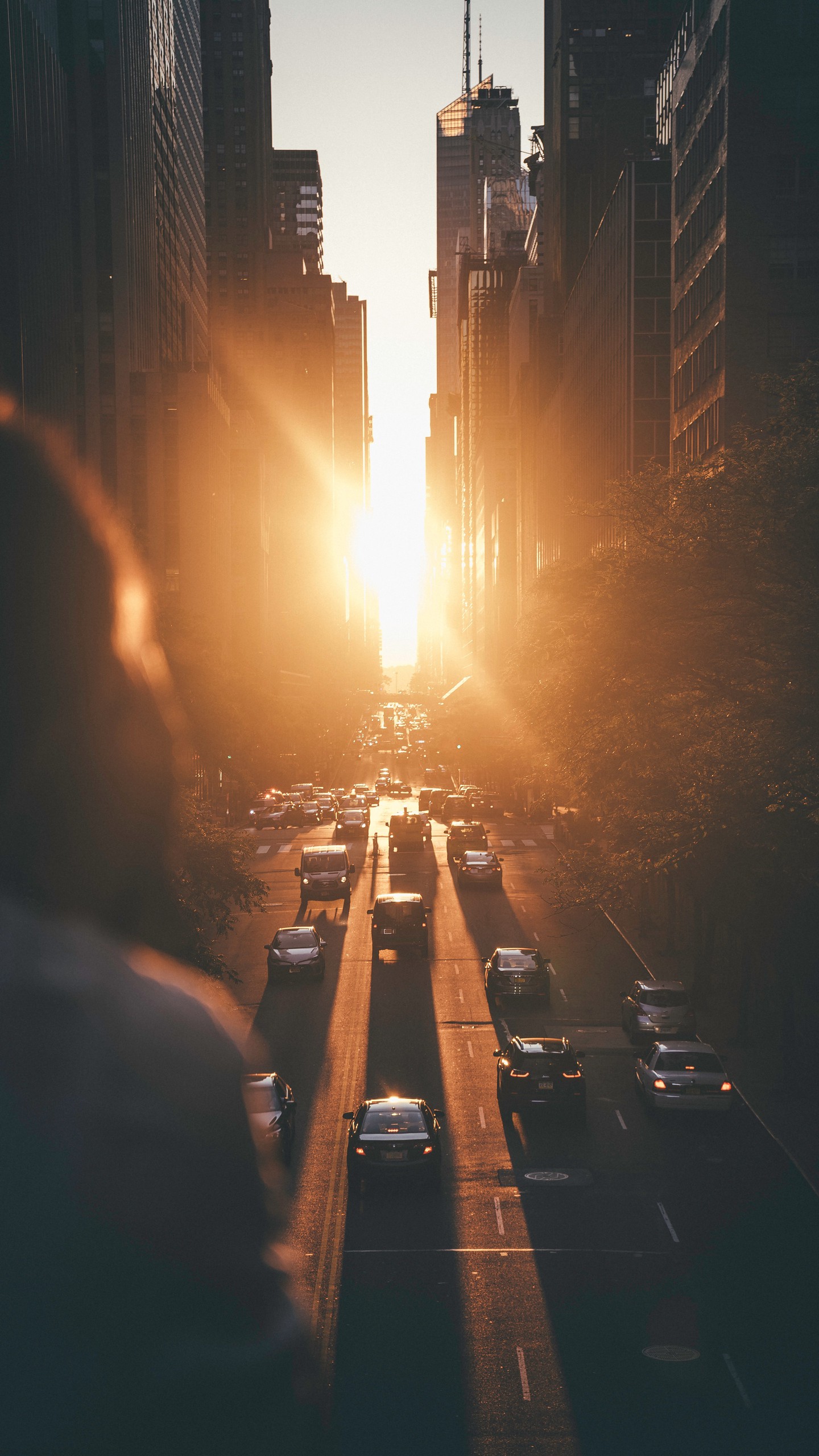 1440x2560  Обои на телефон трафик, дорога, закат, город, нью-йорк, сша - скачать  бесплатно в высоком качестве из категории \"Города\"