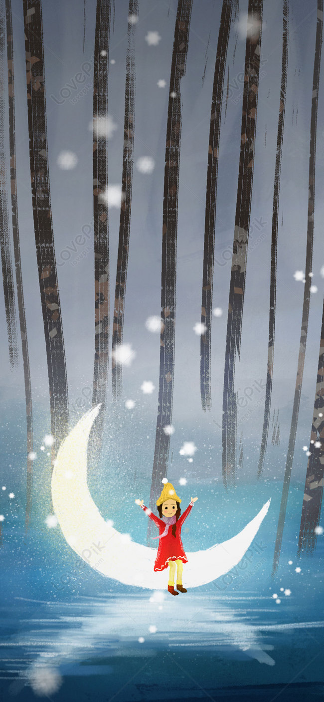 650x1407  Зимняя ночь мобильный телефон обои изображение_Фото номер 400451207_JPG  Формат изображения_ru.lovepik.com