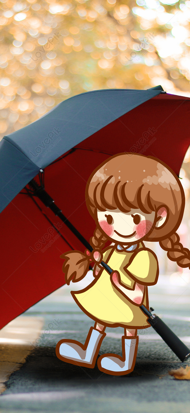 650x1407  Маленькая девочка мобильный телефон обои с зонтиком изображение_Фото номер  400517469_JPG Формат изображения_ru.lovepik.com