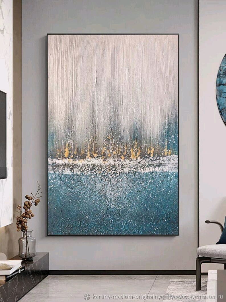 794x1059  Картина Вертикальная золотая синяя абстракция Картины маслом в  интернет-магазине Ярмарка Мастеров по цене 51000 ₽ – TO7M4BY | Картины,  Воронеж - доставка по России