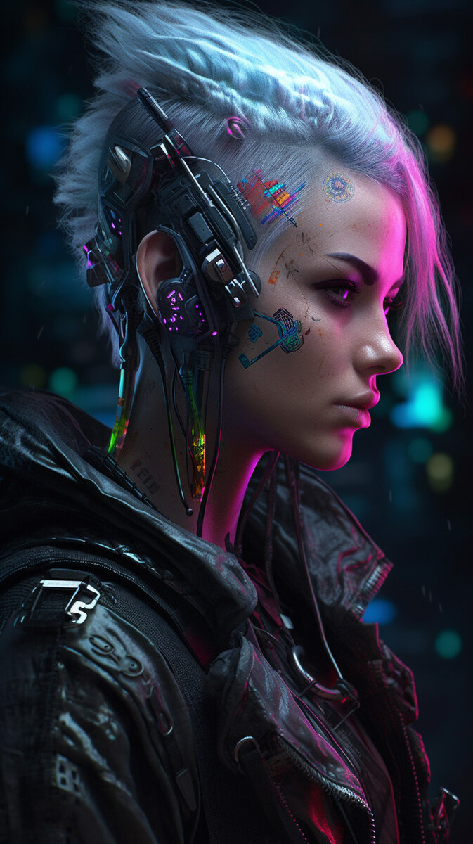673x1200  Прекрасная девушка кибергот с седыми волосами - Шикарные вертикальные обои  на телефон | Творчество с Искусственным Интеллектом | Дзен