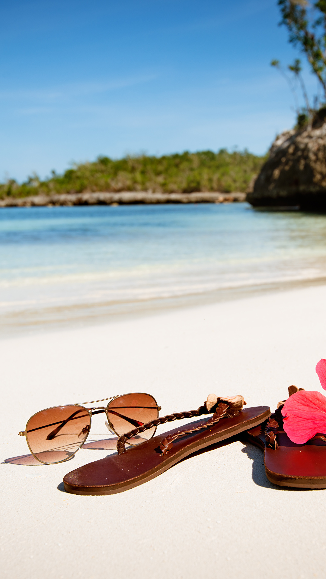 1080x1920  Обои для рабочего стола шлепки пляже Море Лето Природа 1080x1920