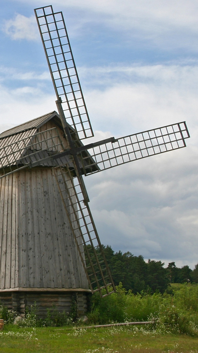 750x1334  Обои ветряная мельница, сельский район, луг, высокогорный, нагорье для  iPhone 6, 6S, 7, 8 бесплатно, заставка 750x1334 - скачать картинки и фото