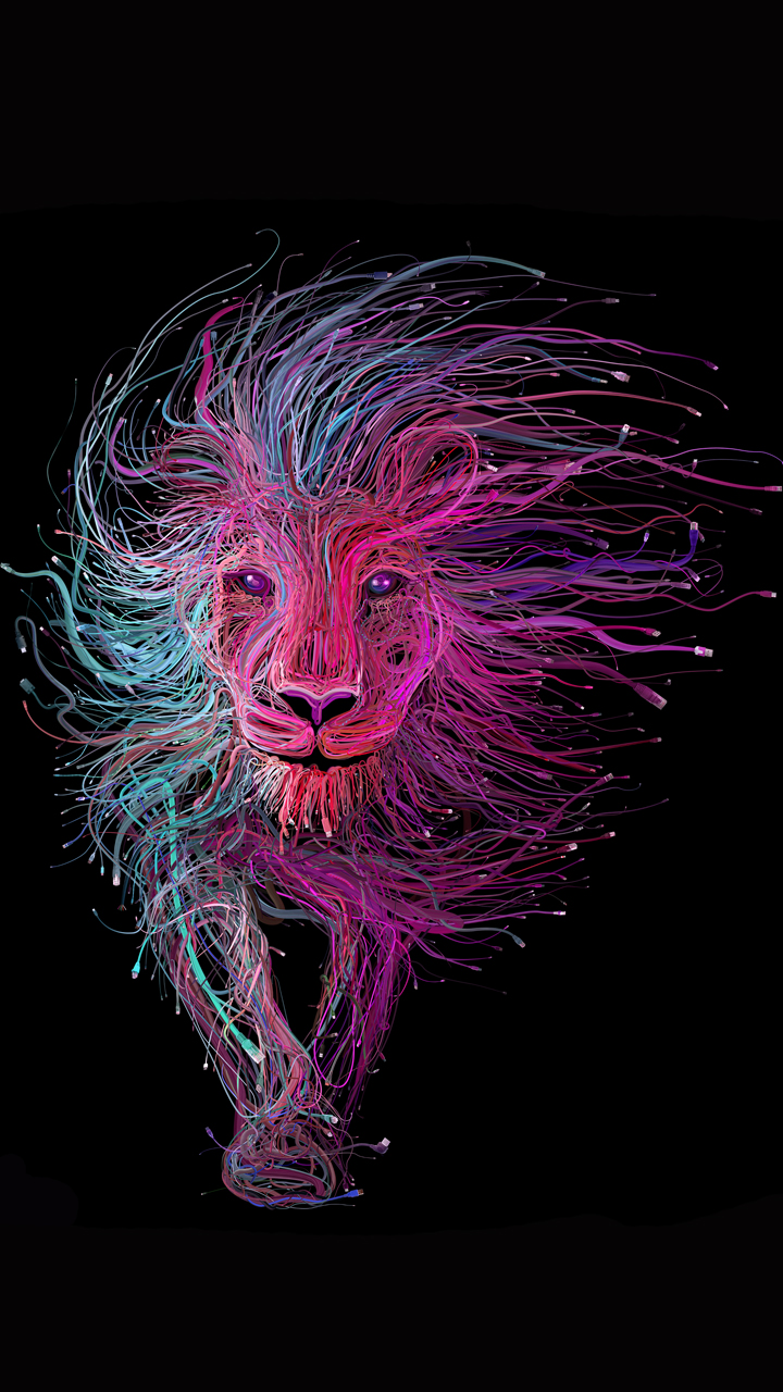 720x1280 Lion Smoking Digital Art Animal 4K Wallpaper # 4.1979 «