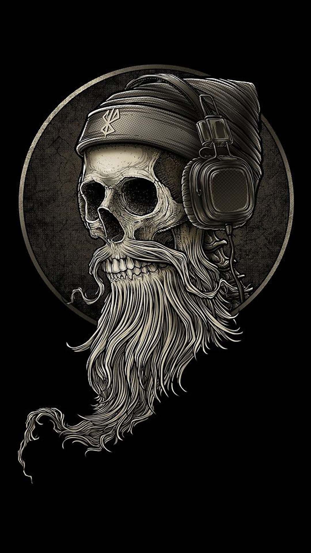 1080x1920  Обои для Телефона | Skull beard, Skull artwork, Skull