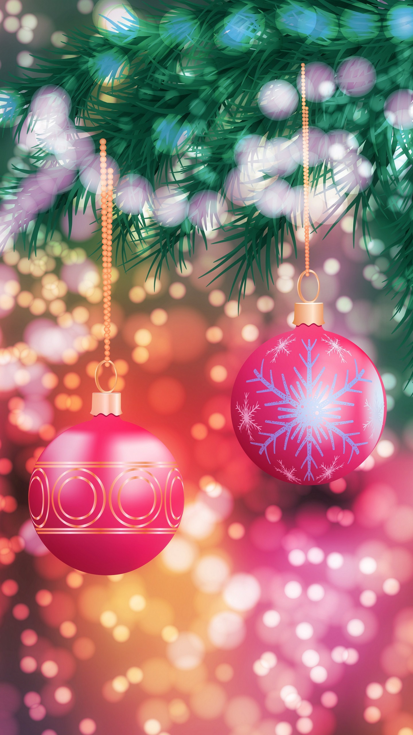 1440x2560  Обои на телефон елочные игрушки, новый год, рождество, шары, ветка -  скачать бесплатно в высоком качестве из категории \"Праздники\"