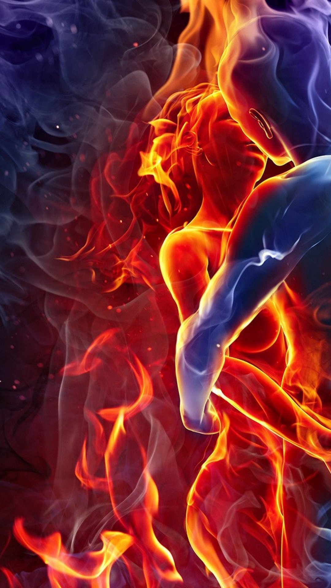 1080x1920  Обои на рабочий стол: Языки Пламени, Красный, Пламя, Огонь, Темный, Темные  - скачать картинку на ПК бесплатно № 153657