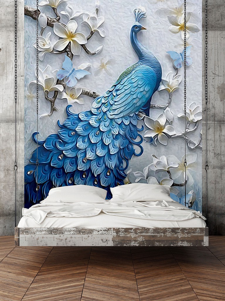 768x1024  Фото обои животные 184 x 254 см Птицы - Синий павлин (13592P4A)+клей купить  по цене 850,00 грн