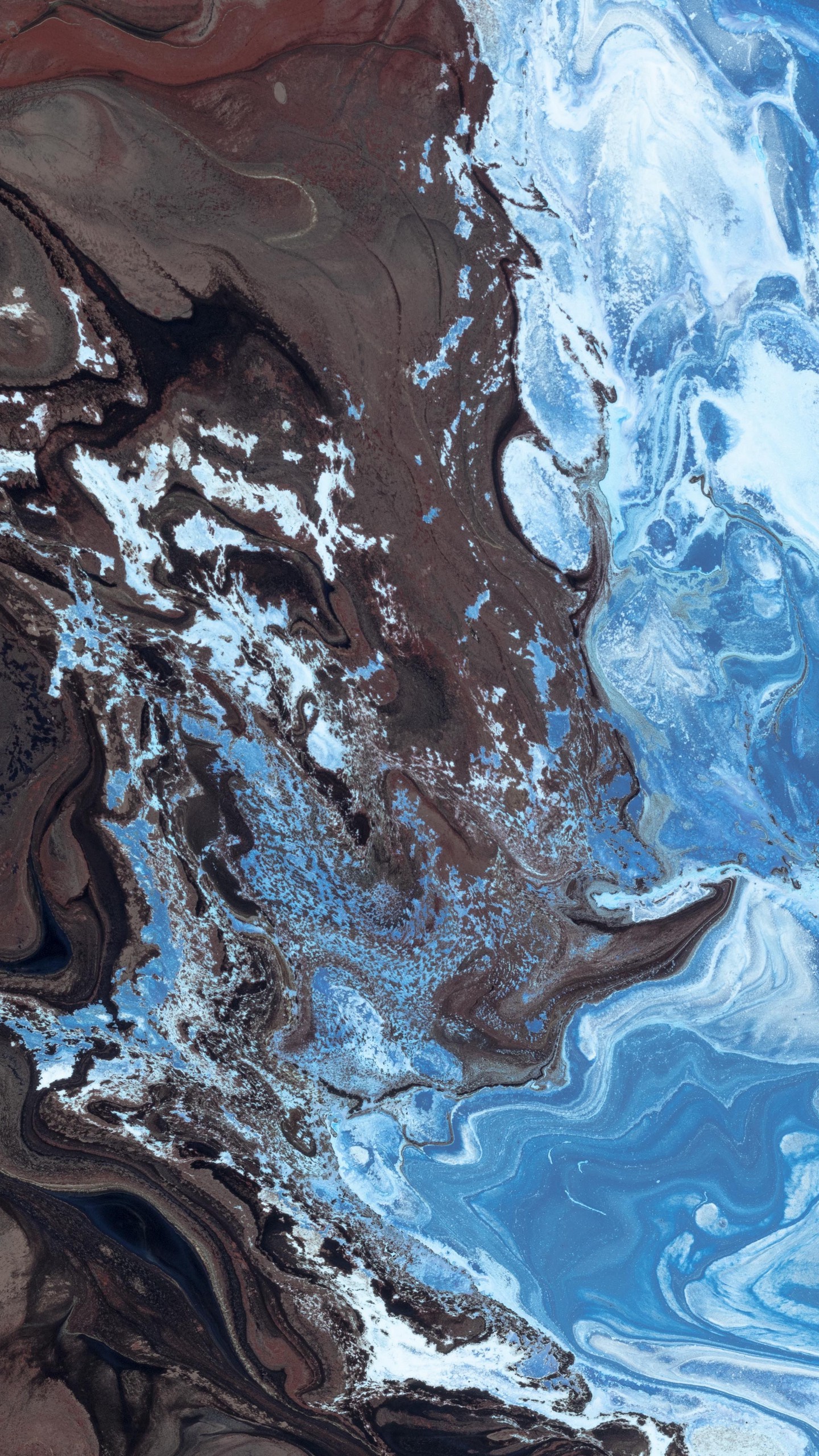 1440x2560  Обои на телефон краска, разводы, соединение, черный, голубой - скачать  бесплатно в высоком качестве из категории \"Текстуры\"