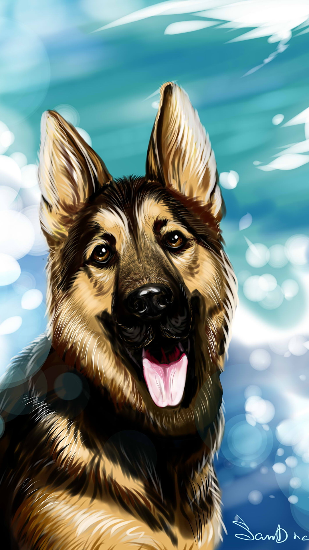 1080x1920  Picture Shepherd German Shepherd dog Tongue Animals 1080x1920