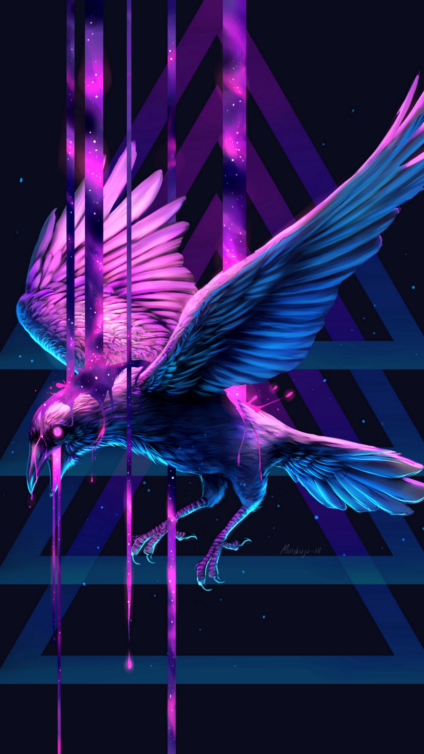 1440x2560  Обои на телефон ворон, птица, арт, треугольник, краска, фантастический -  скачать бесплатно в высоком качестве из категории \"Арт\"