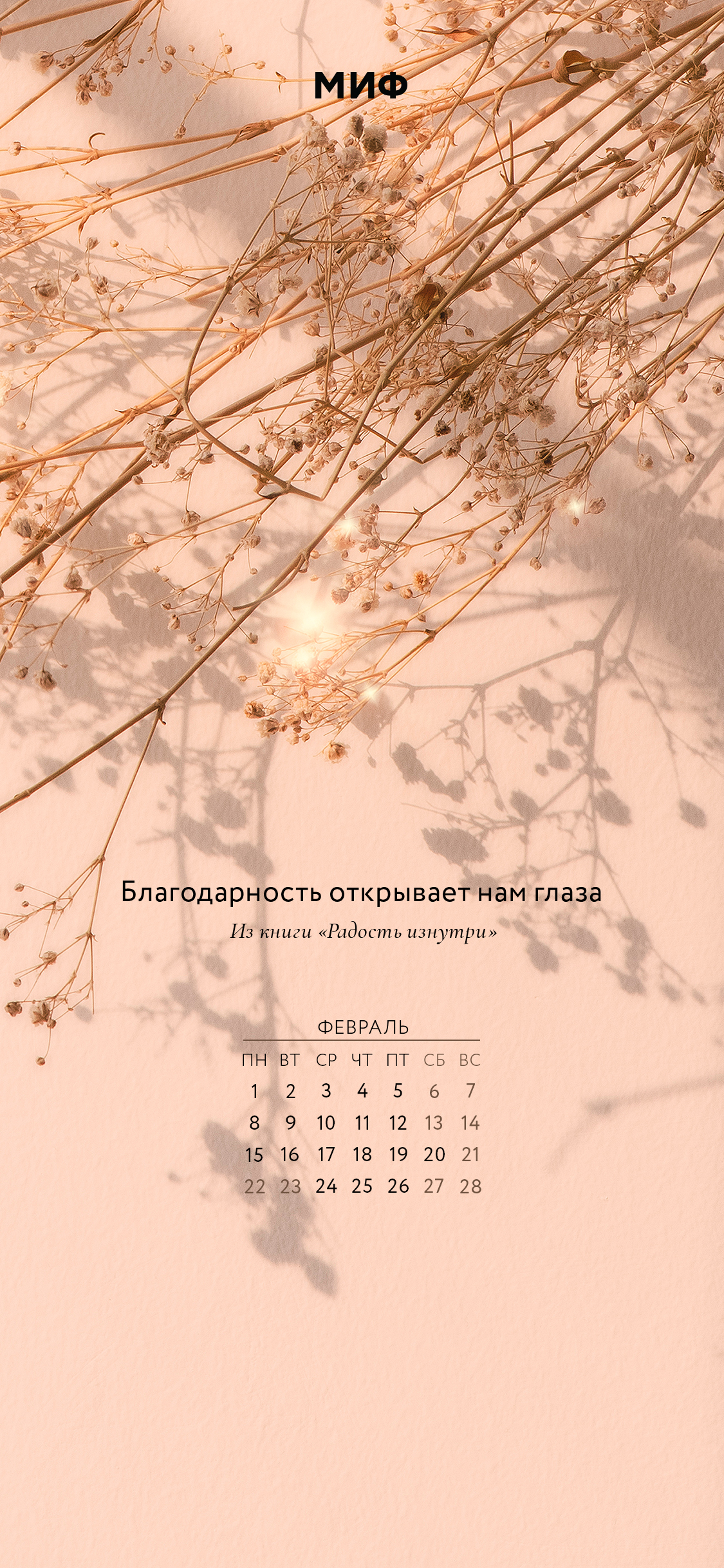 1125x2436  Вдохновляющие обои с календарями на февраль 2021 года для ноутбука,  планшета и телефона - Блог издательства «Манн, Иванов и Фербер»