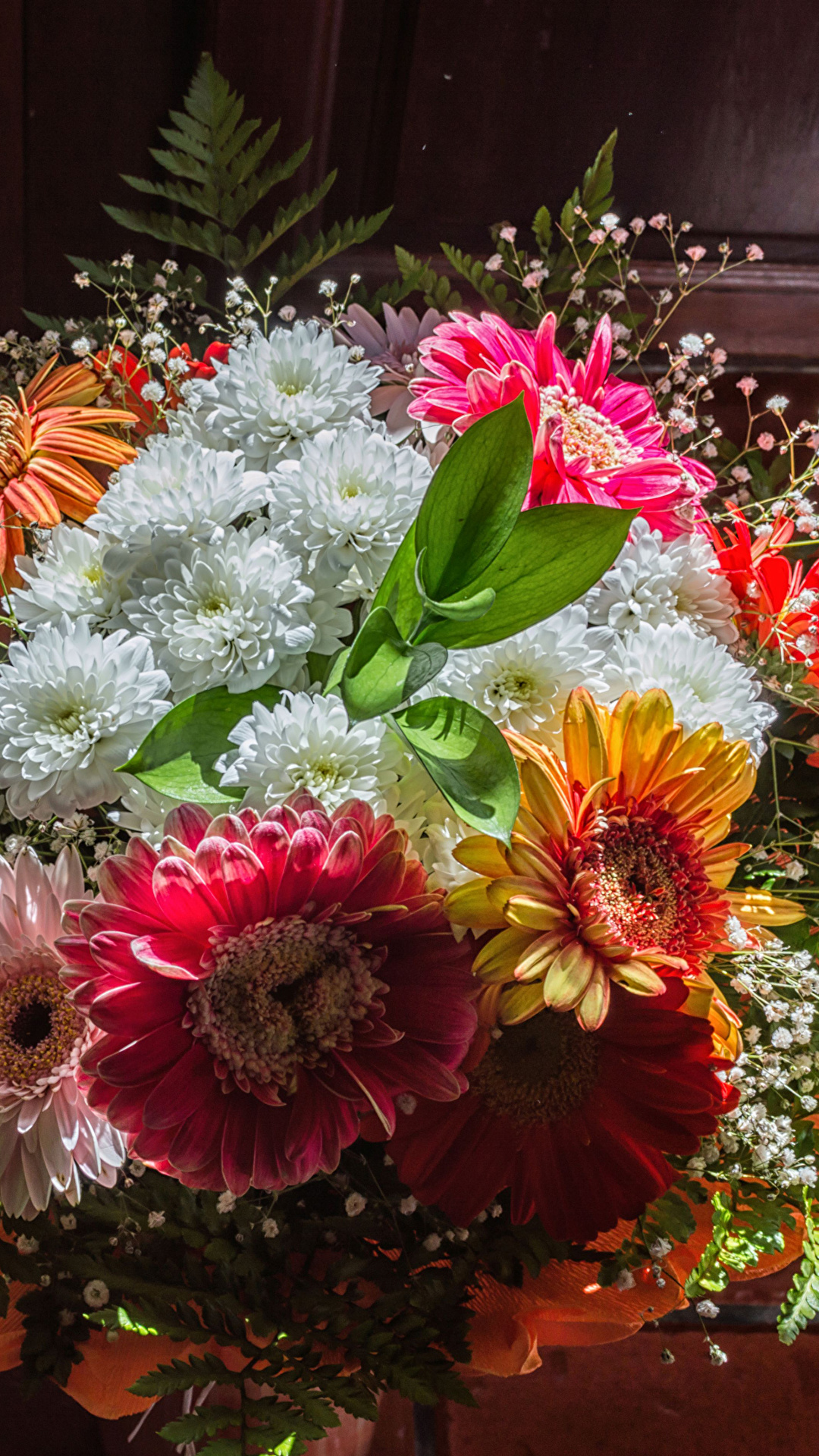 1080x1920  Фотографии Букеты Цветы Хризантемы 1080x1920