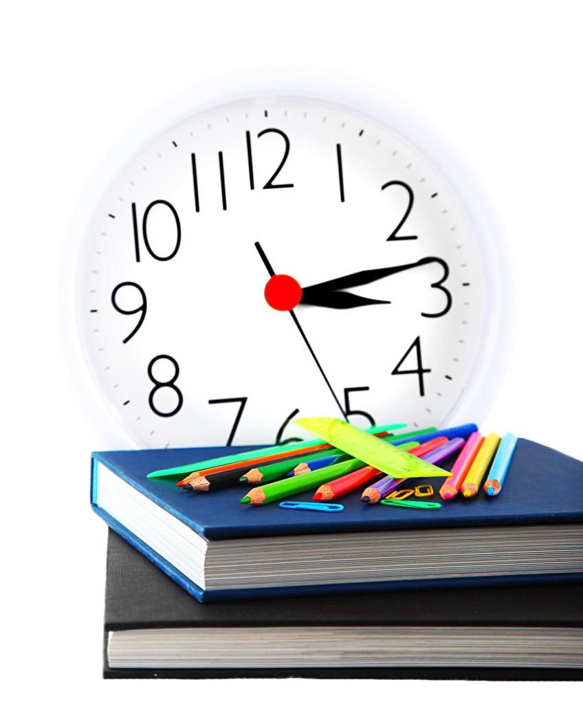 848x1024  Обои для рабочего стола школьные карандаш Часы Книга белом фоне