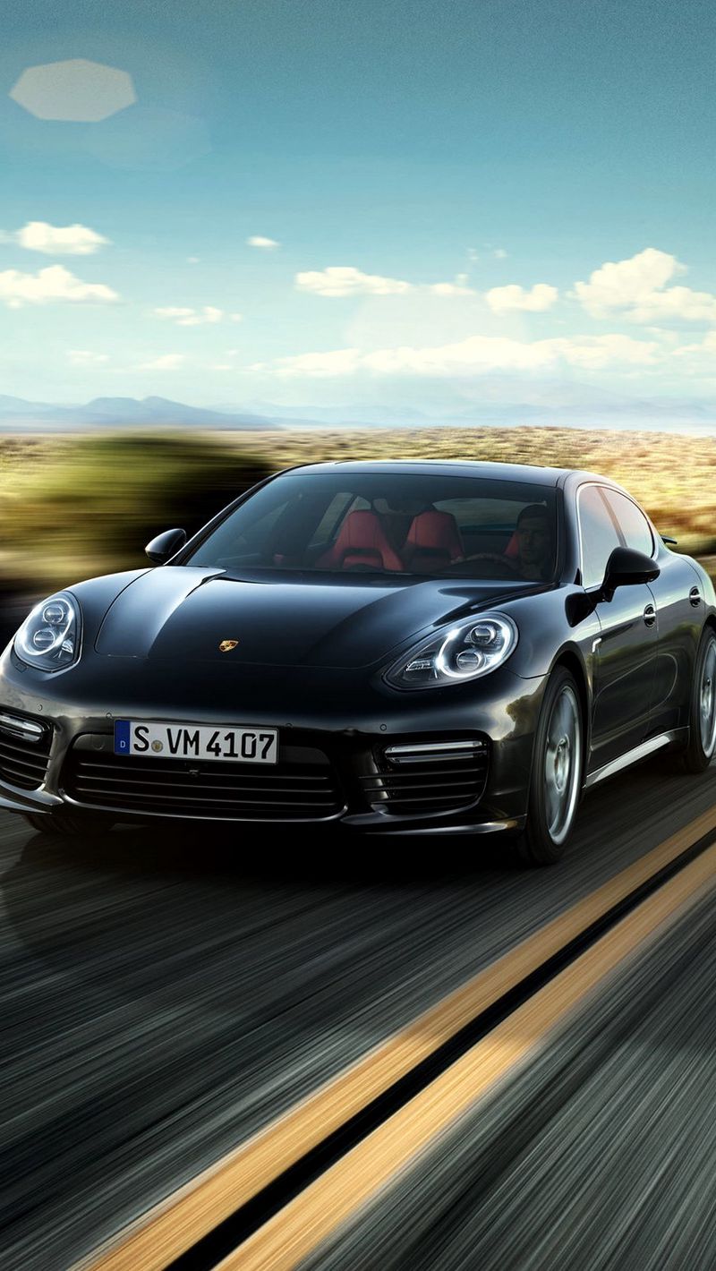 800x1420  Скачать 800x1420 porsche, panamera, черный, скорость обои, картинки iphone  se/5s/5c/5 for parallax