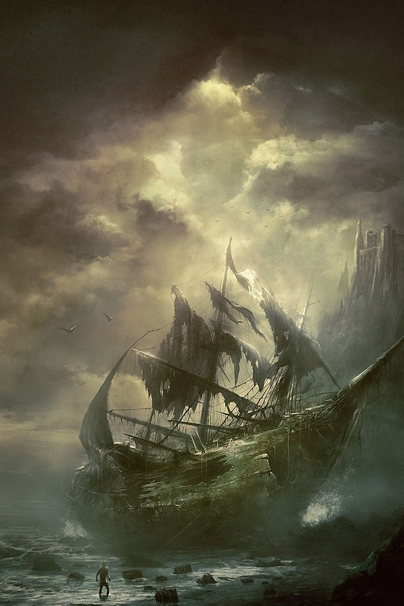 800x1200  Скачать 800x1200 горы, тучи, море, корабль, парусник, разрушенный обои,  картинки iphone 4s/4 for parallax