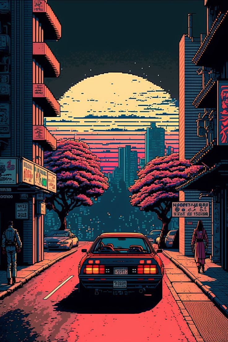 736x1104  Sunset in Tokyo - pixel art | Pixel art landscape, Pixel art background,  Scenery wallpaper