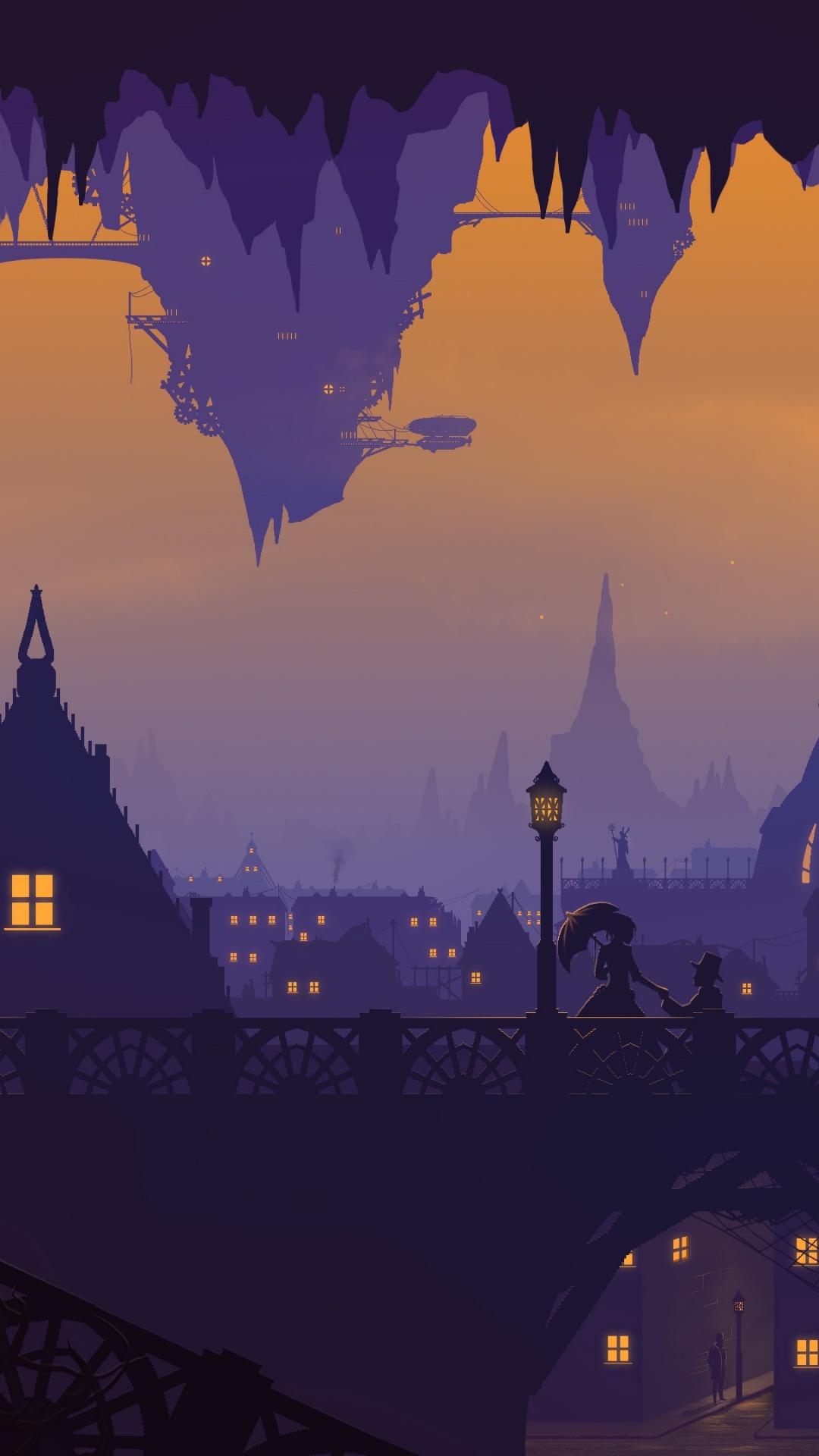 1080x1920  Обои ночь, акварельная живопись, арт, город, Падший Лондон на телефон  Android, 1080x1920 картинки и фото бесплатно