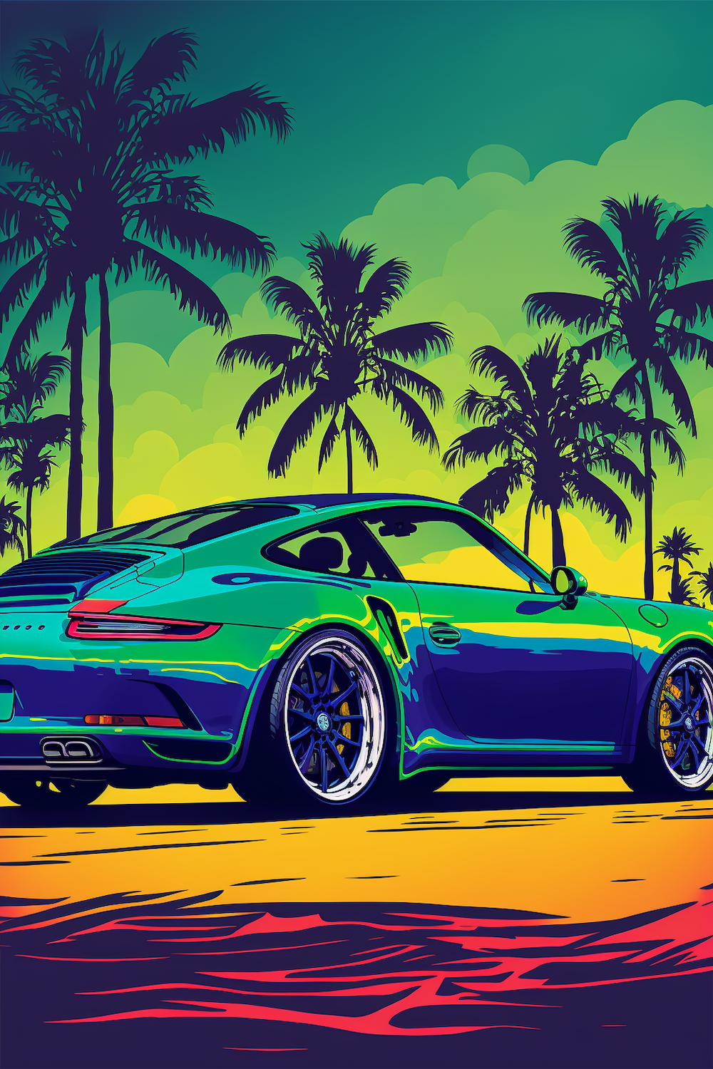 1000x1500  Porsche 911 у океана от Midjourney | Пикабу