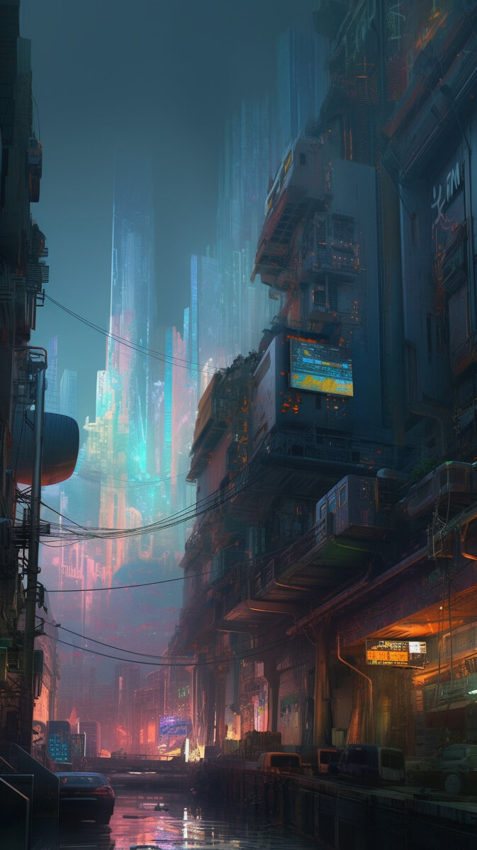 673x1200  Футуристический город будущего - Бесплатные обои на телефон | Творчество с  Искусственным Интеллектом | Дзен