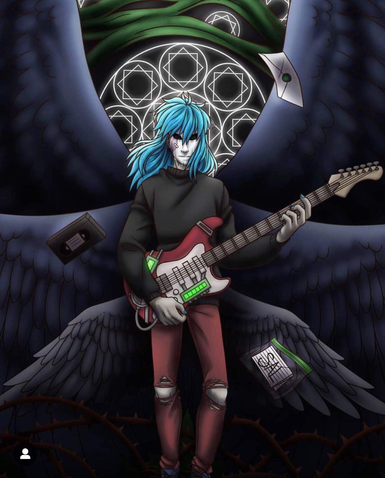 1238x1537  Салли фейс арты с гитарой - 45 фото