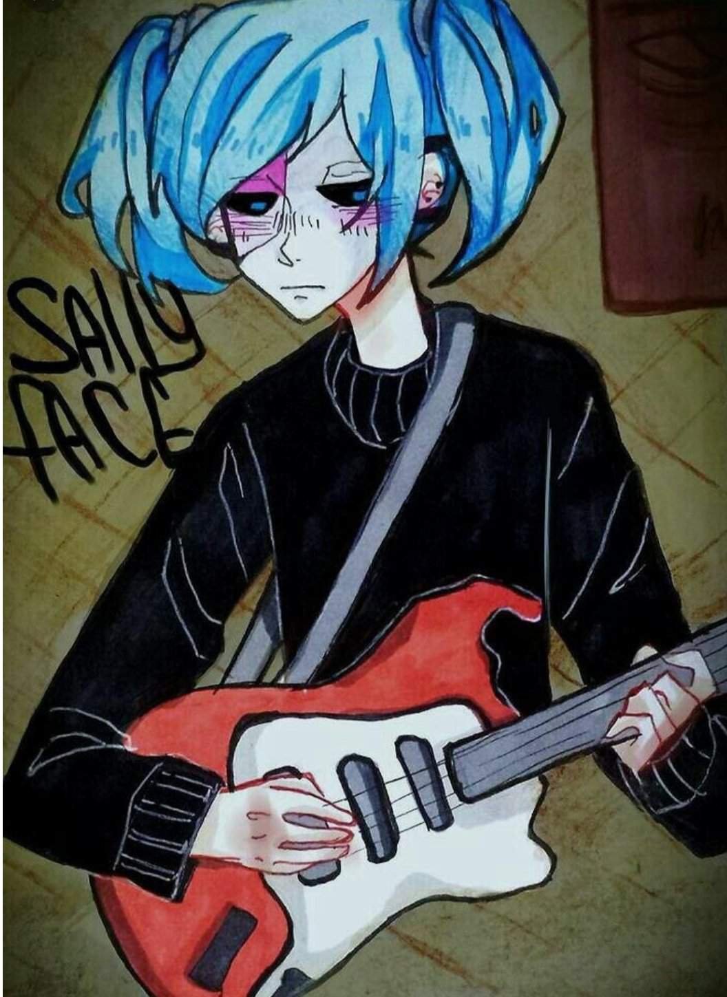 1056x1449  Салли фейс арты с гитарой - 45 фото