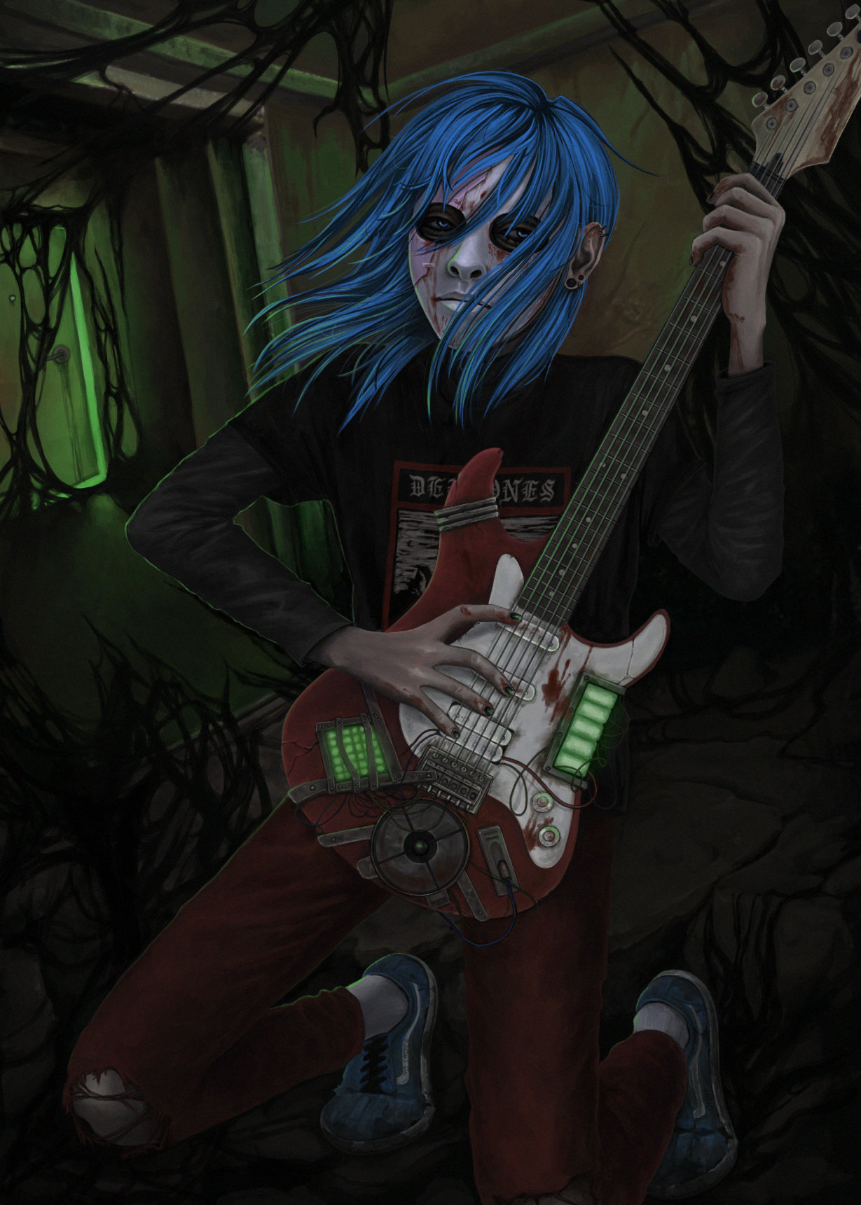 1229x1721  Салли фейс арты с гитарой - 45 фото