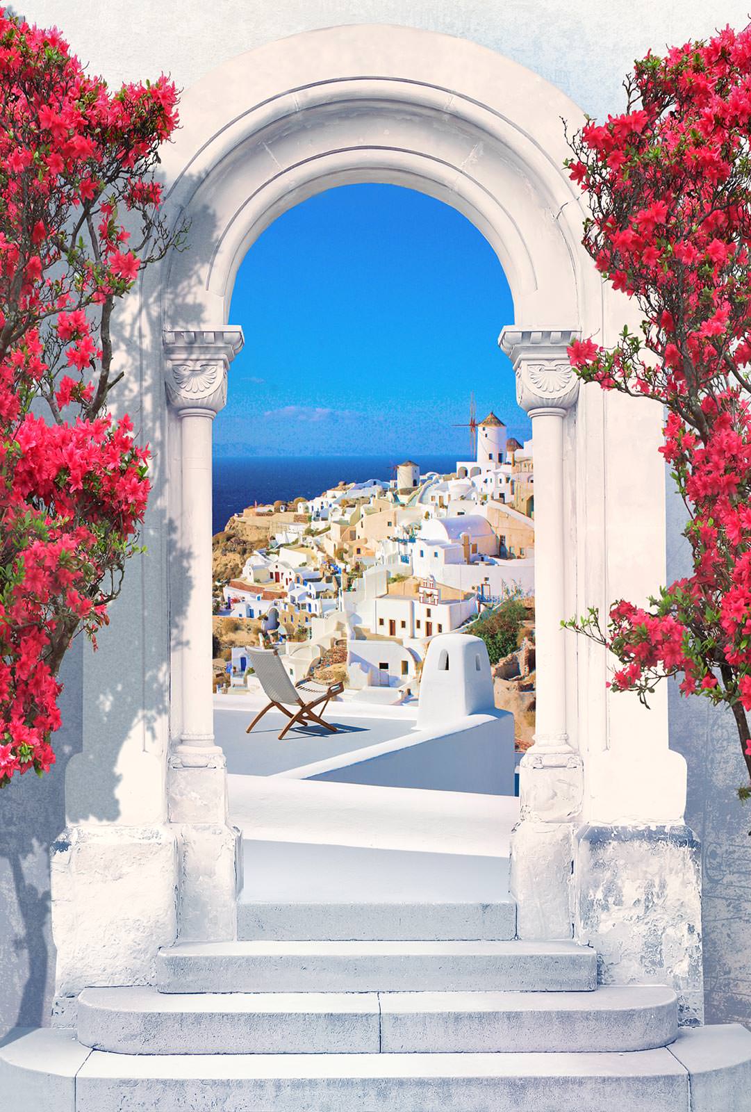 1081x1600  Арка на острове Санторини - Фотообои по Вашим размерам на стену в интернет  магазине arte.ru. Заказать обои Арка на острове Санторини - (11489)