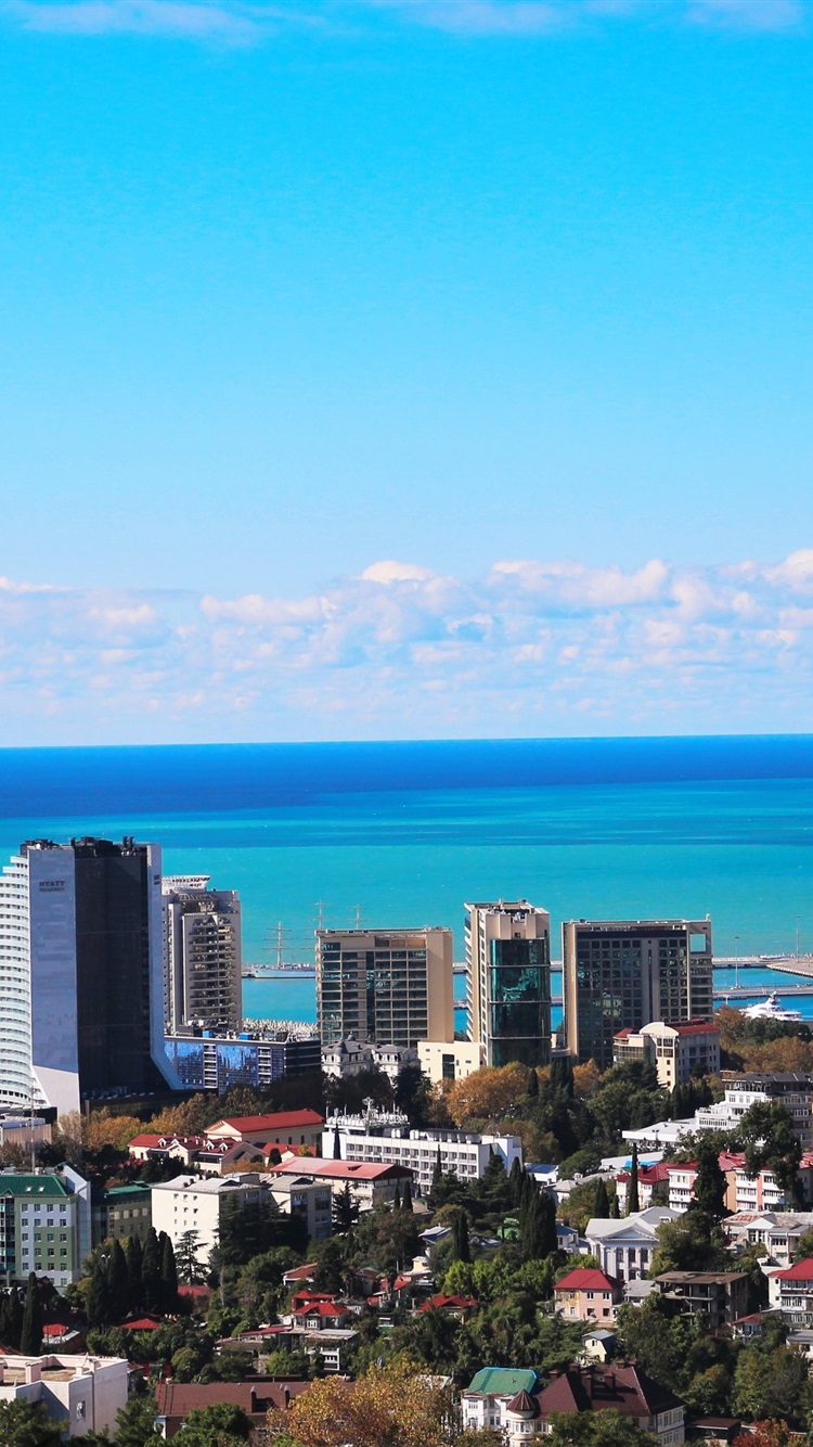 750x1334  Обои Сочи, Россия, город, дома, море 1080x1920 iPhone 8/7/6/6S Plus  Изображение