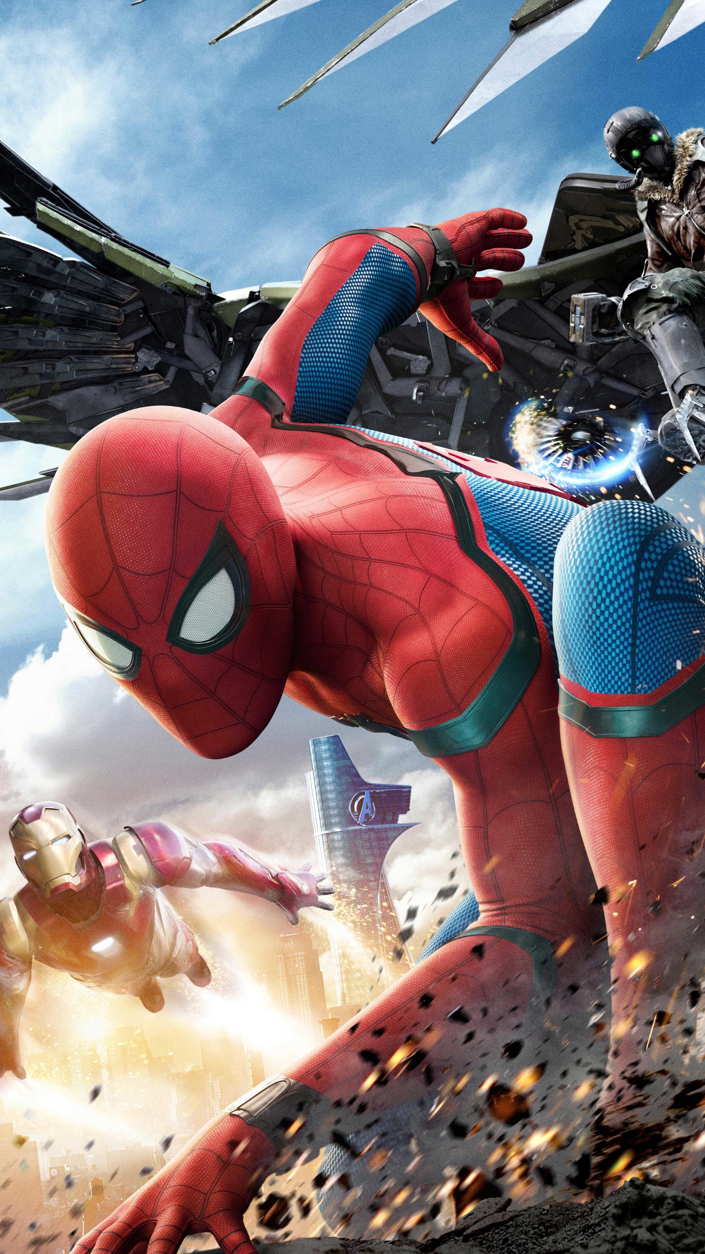 1440x2560  Обои на телефон: Кино, Железный Человек, Тони Старк, Человек Паук, Питер  Паркер, Стервятник (Marvel Comics), Человек Паук: Возвращение Домой, Адриан  Тумс, 1138029 скачать картинку бесплатно.