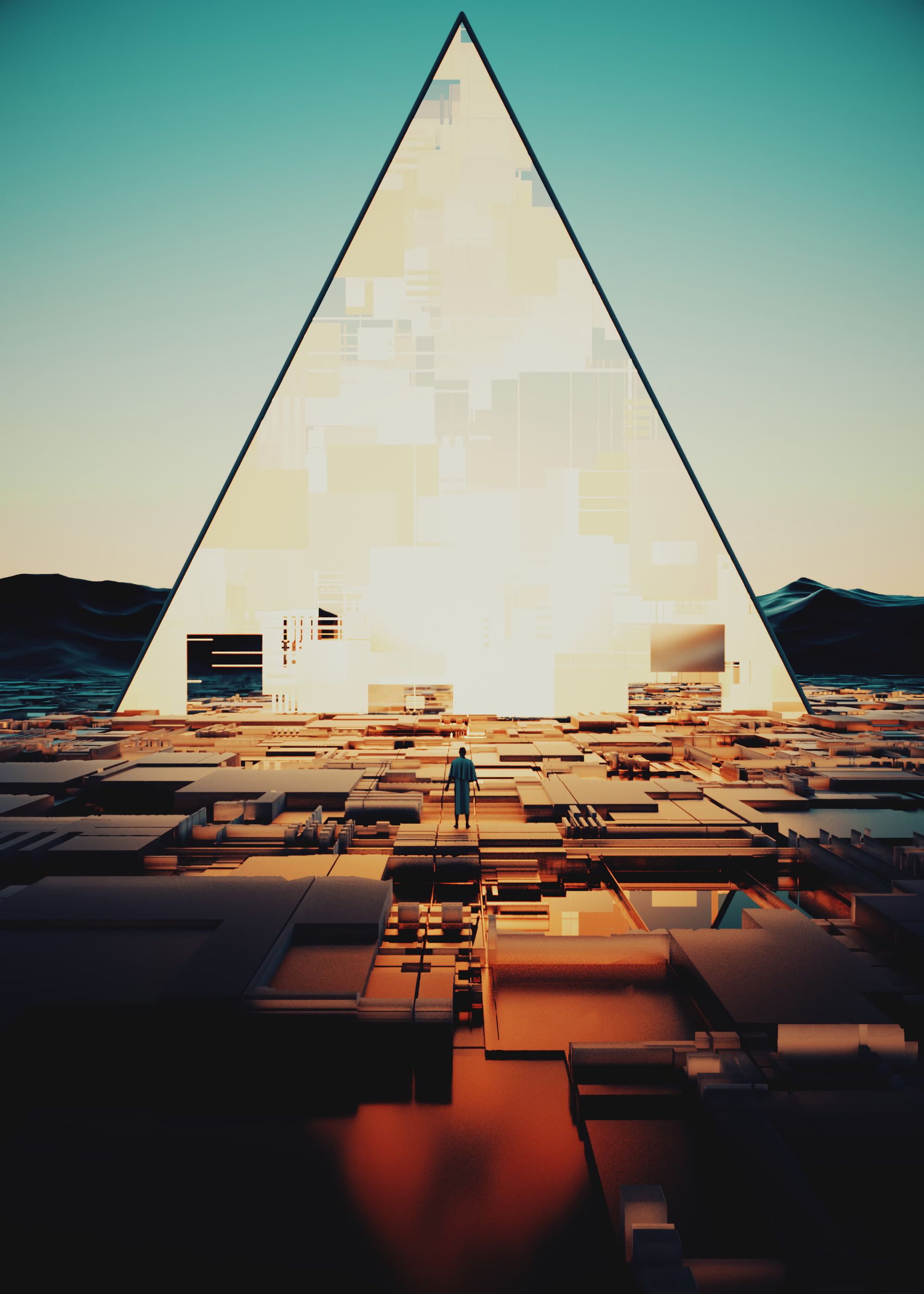 2000x2800  Обои на телефон: Силуэт, Треугольник, Формы, Свечение, Разное, 121265  скачать картинку бесплатно.