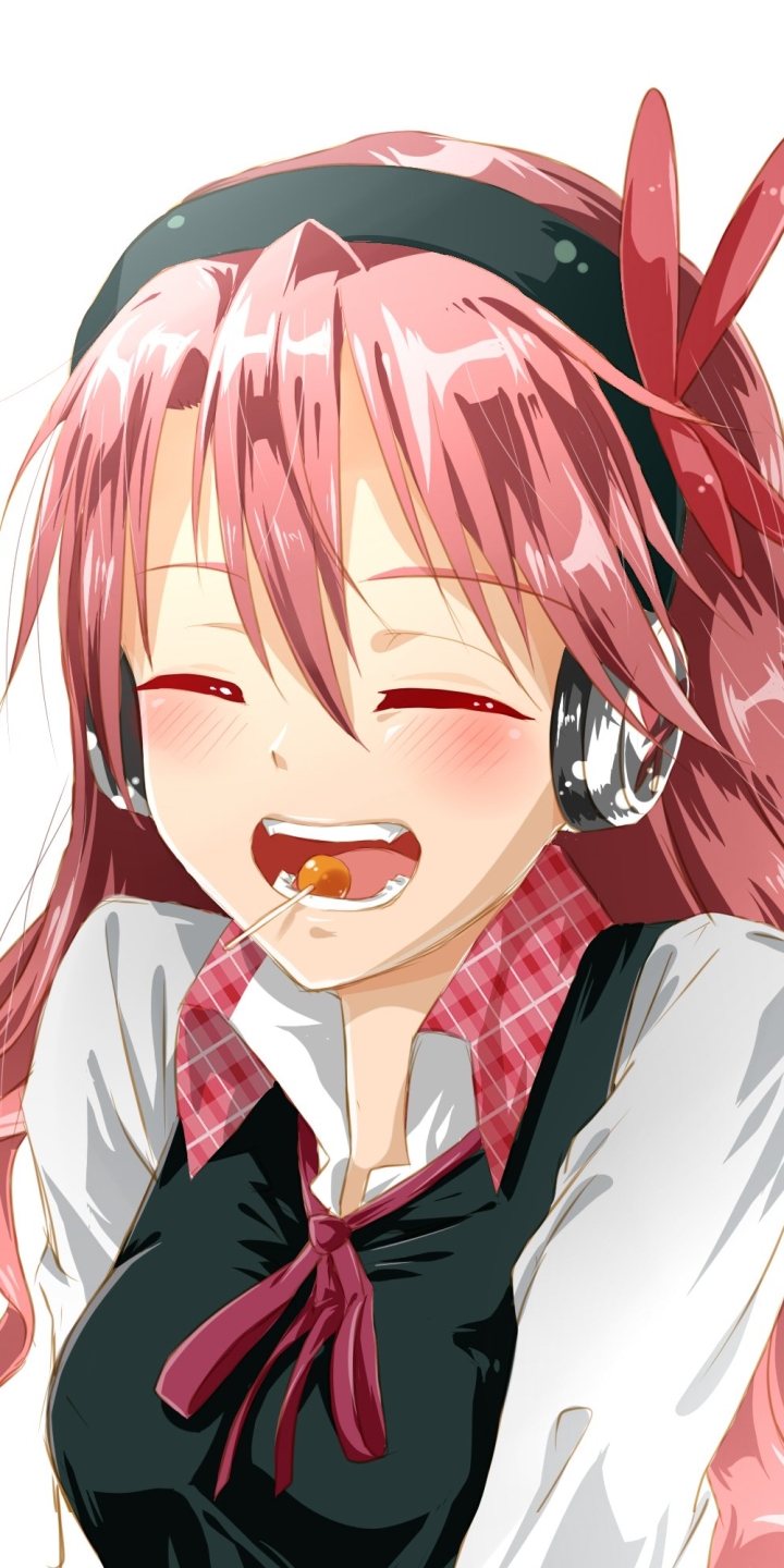 720x1440  Обои на телефон: Аниме, Наушники, Улыбка, Краснеть, Убийца Акаме!, Челси (Убийца  Акаме!), 1351574 скачать картинку бесплатно.