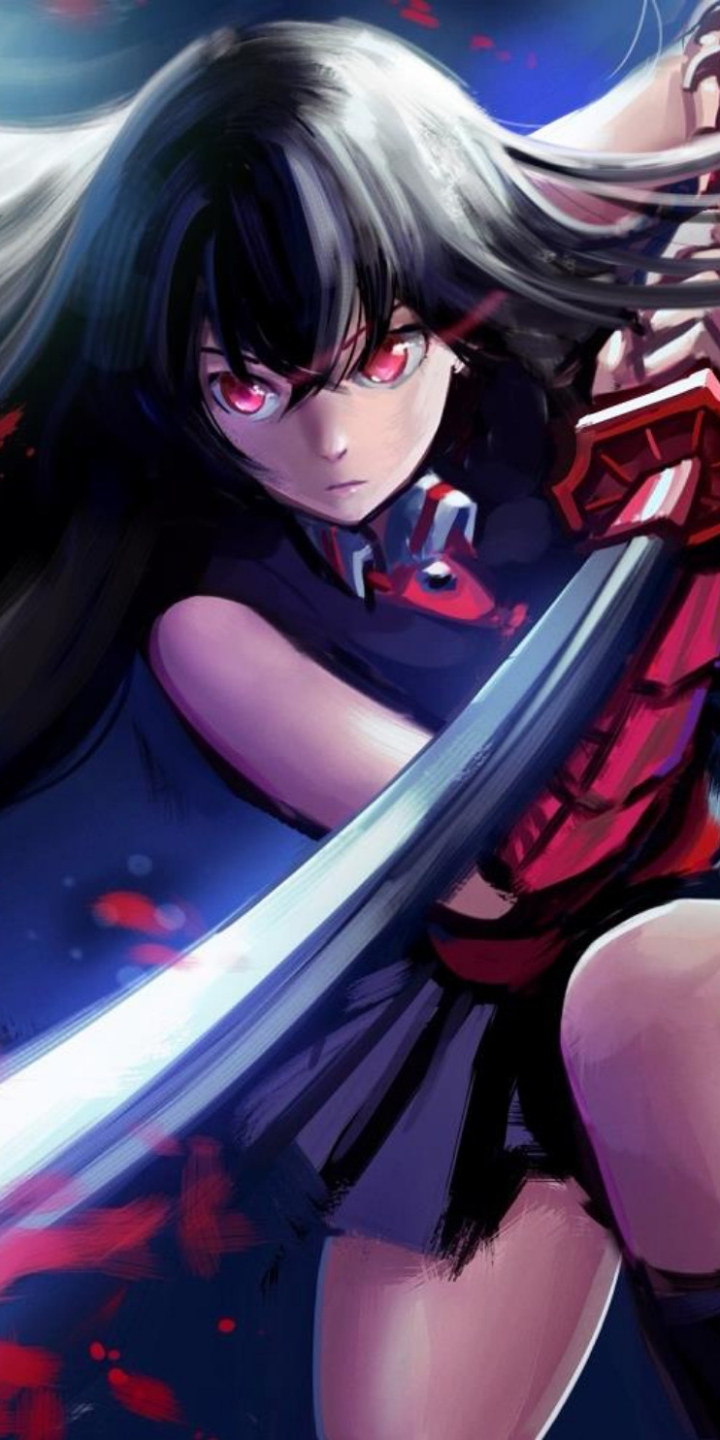 720x1440  Обои на телефон: Аниме, Мечи, Меч, Красные Глаза, Катана, Черные Волосы,  Длинные Волосы, Акаме (Убийца Акаме!), Убийца Акаме!, 1372003 скачать  картинку бесплатно.