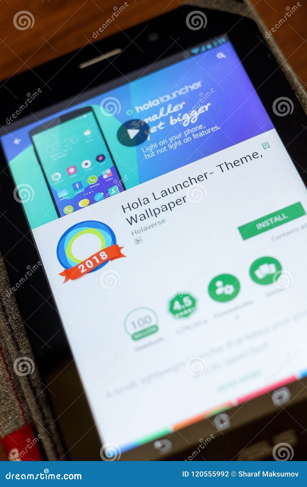 1067x1690  Рязань, Россия - 3-ье июля 2018: Тема пусковой установки Hola, обои  передвижной App на дисплее ПК таблетки Редакционное Фотография -  изображение насчитывающей рукоплескания, развитие: 120555992