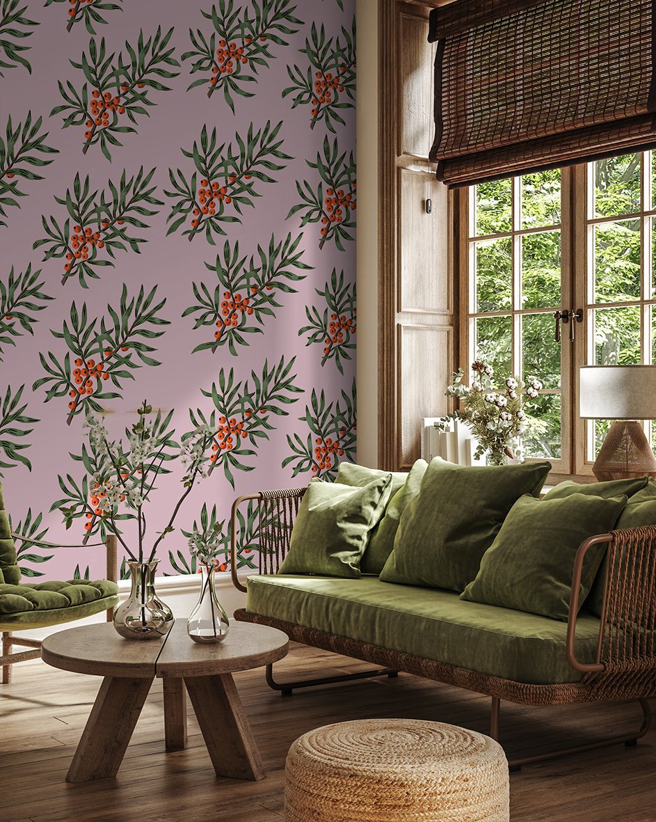 943x1181  Купить обои облепиха / розовый в интернет-магазине Fun House Store