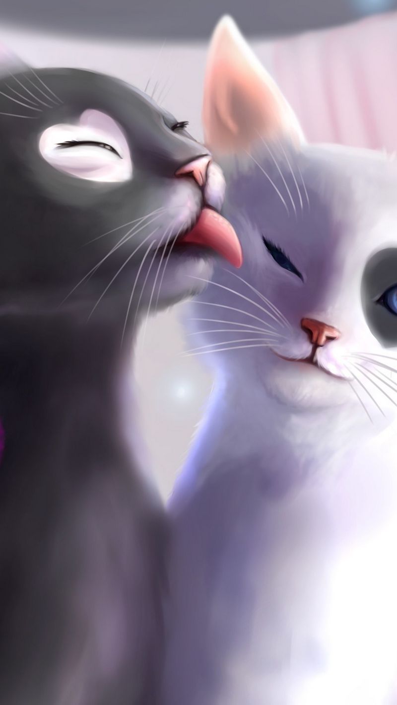 800x1420  Скачать 800x1420 котята, коты, арт, нежность обои, картинки iphone  se/5s/5c/5 for parallax