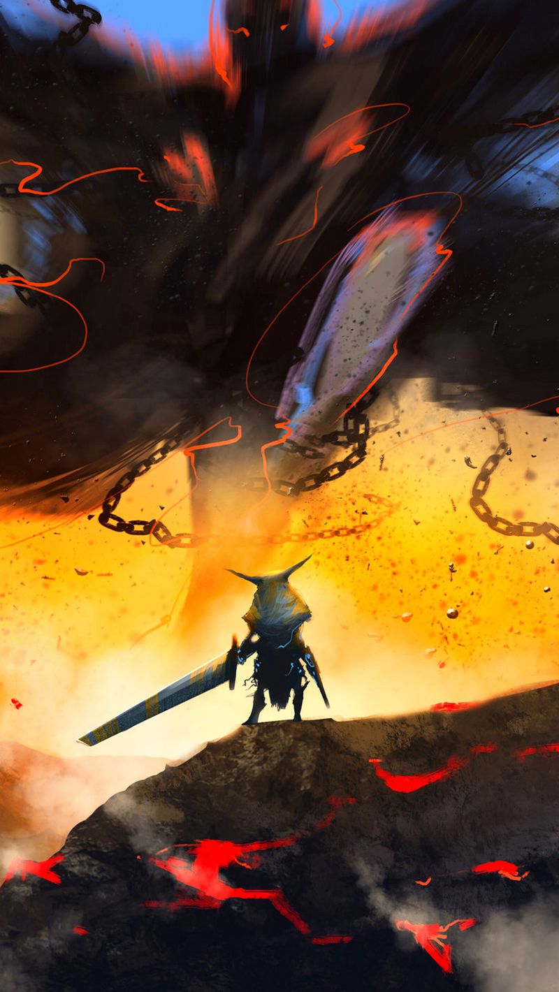 800x1420  Скачать 800x1420 воин, рыцарь, меч, фэнтези, арт обои, картинки iphone  se/5s/5c/5 for parallax