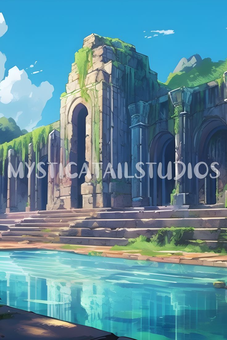 736x1104  2023 Древние руины у бассейна Летние обои для рабочего стола Аниме — Etsy в 2023 году | Древние руины, Руины, Пляжные сцены