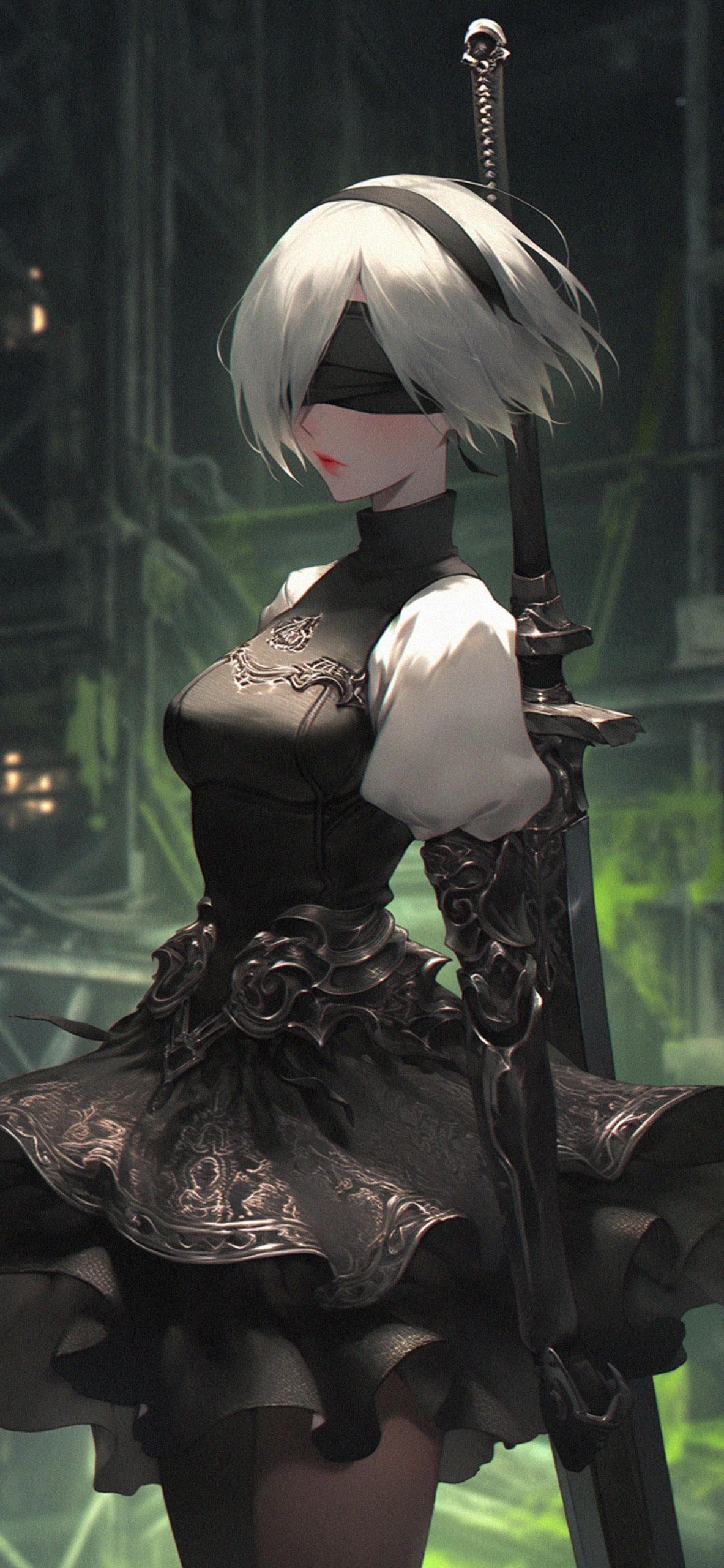 1183x2560  Обои 2b Nier Automata Haunted - Темные аниме обои 4K