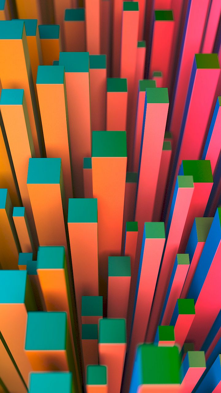 720x1280  Скачать 720x1280 столбы, квадраты, объем, разноцветный, 3d обои, картинки samsung galaxy mini s3, s5, neo, Alpha, sony xperia Compact z1, z2, z3, asus zenfone
