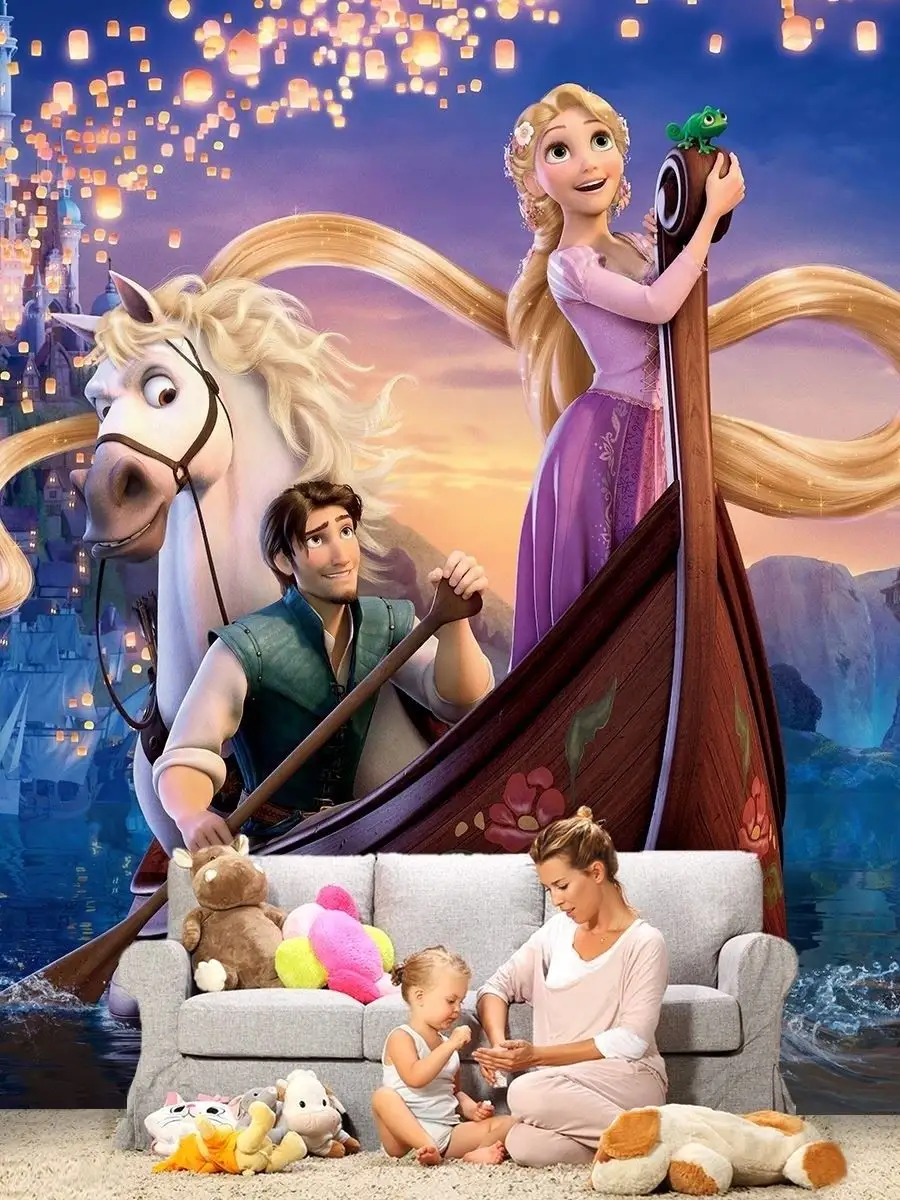 900x1200  Артхата Детские обои в спальню мальчикам девочкам Фотообои детские е герои  Disney, рапунцель, замок 300x270