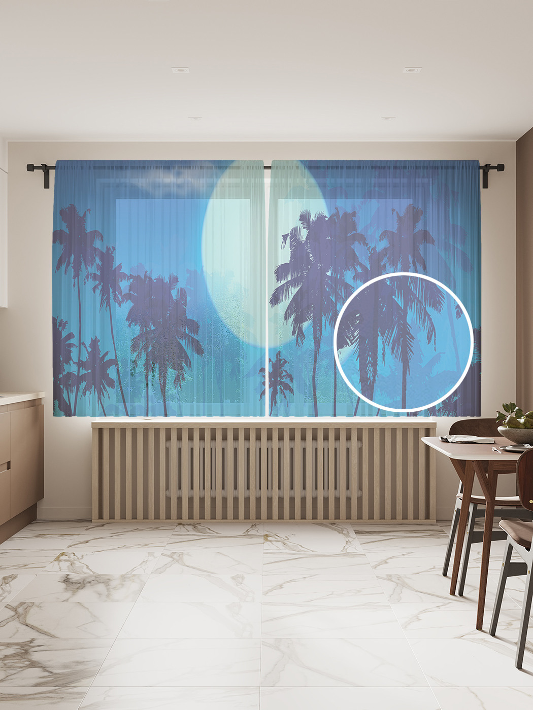 1050x1400  Фототюль JoyArty \"Полнолуние в тропиках\", 145x180см (2 полотна с лентой +  50 крючков) - купить в Москве, цены на Мегамаркет