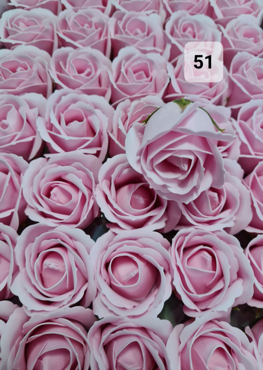 855x1200  Мыльные розы 3-х слойные. Номер №51 Бутон 5 см. Упаковка 50 шт