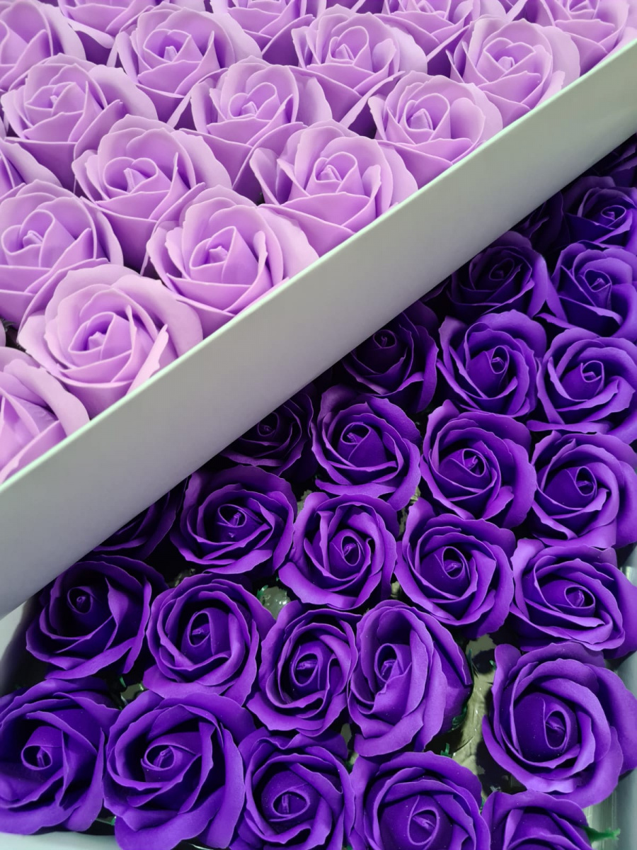 900x1200  Набор мыльных цветов микс 14/22. Цвет сиреневый/ фиолетовый Упаковка 50 шт.